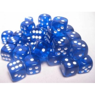 Chessex: Translucent - 16Mm D6 Blue/White Dice Block (12 Dice)