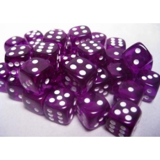Chessex: Translucent - 16Mm D6 Purple/White Dice Block (12 Dice)