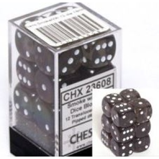 Chessex: Translucent - 16Mm D6 Smoke/White Dice Block (12 Dice)