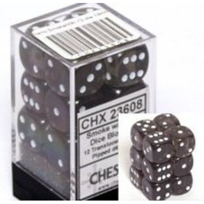 Chessex: Translucent - 16Mm D6 Smoke/White Dice Block (12 Dice)