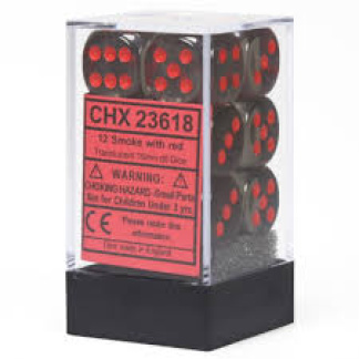 Chessex: Translucent - 16Mm D6 Smoke/Red Dice Block (12 Dice)