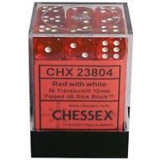 Chessex: Translucent - 12mm d6 Red/white Dice Block (36 Dice)