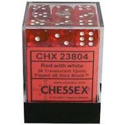 Chessex: Translucent - 12mm d6 Red/white Dice Block (36 Dice)