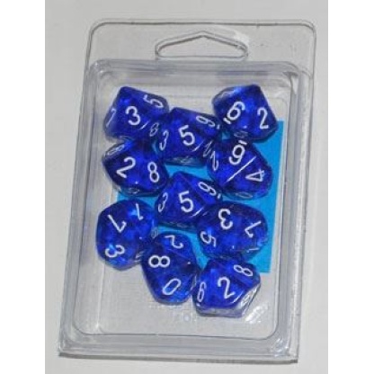 Chessex: Translucent - 12mm d6 Blue/white Dice Block (36 Dice)