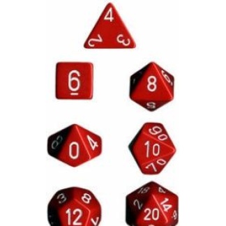Chessex: Opaque - Polyhedral Red/white 7-Die Set