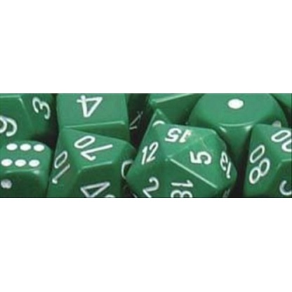 Chessex: Opaque - Polyhedral Green/white 7-Die Set