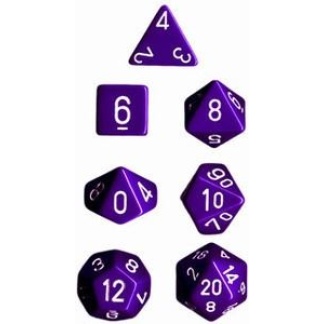 Chessex: Opaque - Polyhedral Purple/white 7-Die Set