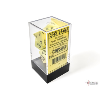Chessex: Opaque - Polyhedral Pastel Yellow/black 7-Die Set