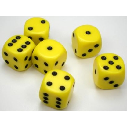Chessex: Opaque - 16Mm D6 Yellow/Black Dice Block (12 Dice)