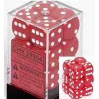 Chessex: Opaque - 16Mm D6 Red/White Dice Block (12 Dice)