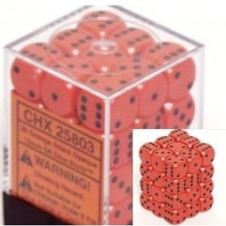 Chessex: Opaque - 12mm d6 Orange/black Dice Block (36 Dice)