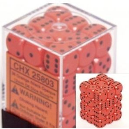 Chessex: Opaque - 12mm d6 Orange/black Dice Block (36 Dice)