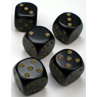 Chessex: Opaque - 12mm d6 Black/gold Dice Block (36 Dice)
