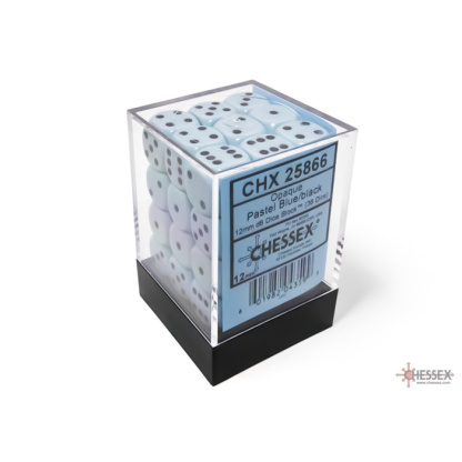 Chessex: Opaque - 12mm d6 Pastel Blue/black Dice Block (36 Dice)