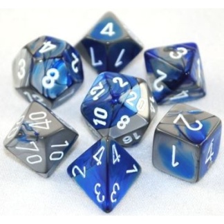 Chessex: Gemini - Polyhedral Blue-Steel/white 7-Die Set