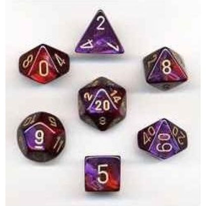 Chessex: Gemini - Polyhedral Purple-Red/gold 7-Die Set