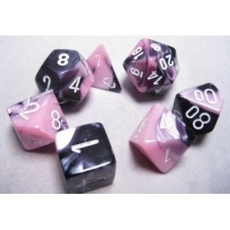 Chessex: Gemini - Polyhedral Black-Pink/white 7-Die Set