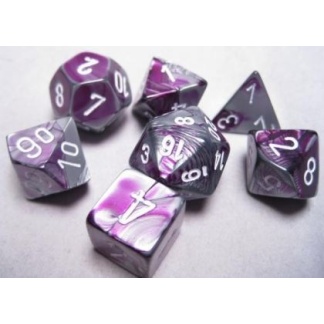 Chessex: Gemini - Polyhedral Purple-Steel/white 7-Die Set
