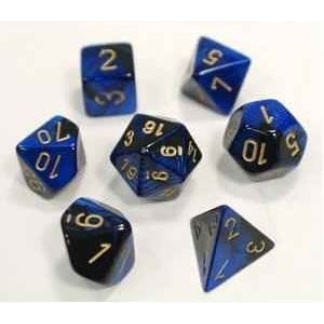 Chessex: Gemini - Polyhedral Black-Blue/gold 7-Die Set