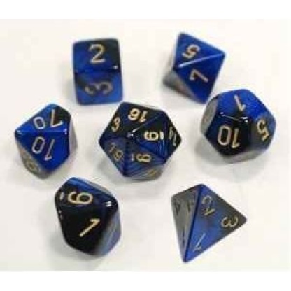 Chessex: Gemini - Polyhedral Black-Blue/gold 7-Die Set