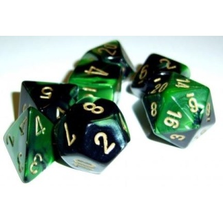 Chessex: Gemini - Polyhedral Black-Green/gold 7-Die Set