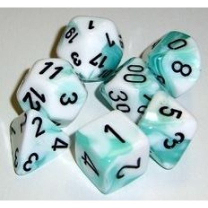Chessex: Gemini - Polyhedral Teal-White/black 7-Die Set