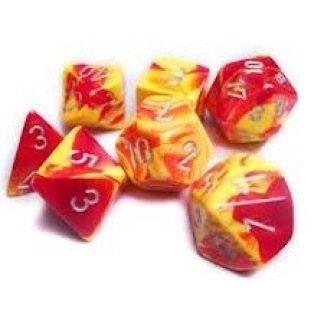 Chessex: Gemini - Polyhedral Red-Yellow/silver 7-Die Set