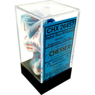 Chessex: Gemini - Polyhedral Astral Blue-White/red 7-Die Set
