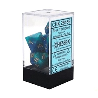 Chessex: Gemini - Polyhedral Blue-Teal/gold 7-Die Set