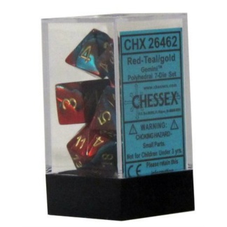 Chessex: Gemini - Polyhedral Red-Teal/gold 7-Die Set