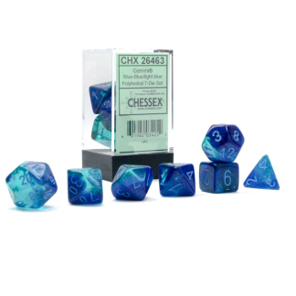 Chessex: Gemini - Polyhedral Blue-Blue/light blue Luminary 7-Die Set
