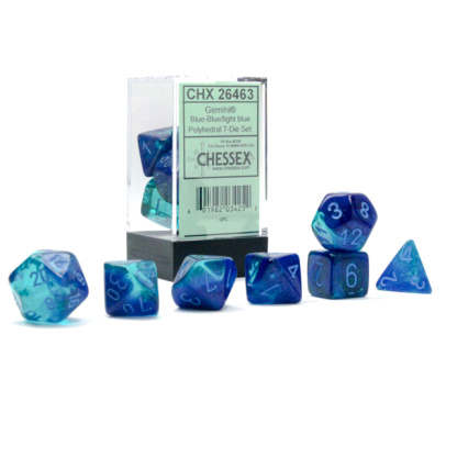 Chessex: Gemini - Polyhedral Blue-Blue/light blue Luminary 7-Die Set
