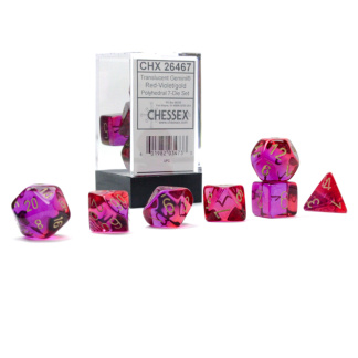Chessex: Gemini - Polyhedral Translucent - Red-Violet/gold 7-Die Set