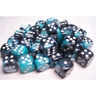 Chessex: Gemini - 16Mm D6 Black-Shell/White Dice Block (12 Dice)
