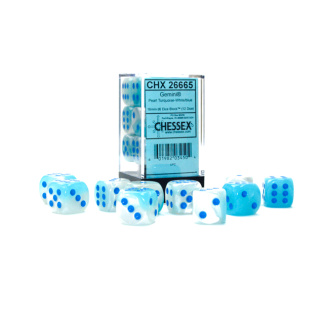 Chessex: Gemini - 16Mm D6 Pearl Turquoise-White/Blue Luminary Dice Block (12 Dice)