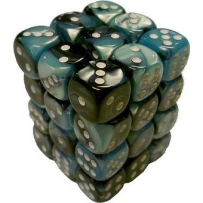 Chessex: Gemini - 12mm d6 Black-Shell/white Dice Block (36 Dice)