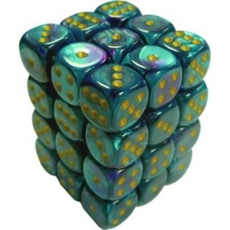 Chessex: Gemini - 12mm d6 Purple-Teal/gold Dice Block (36 Dice)