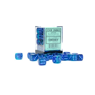 Chessex: Gemini - 12mm d6 Blue-Blue/light blue Luminary Dice Block (36 Dice)