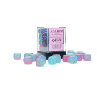 Chessex: Gemini - 12mm d6 Gel Green-Pink/blue Luminary Dice Block (36 Dice)