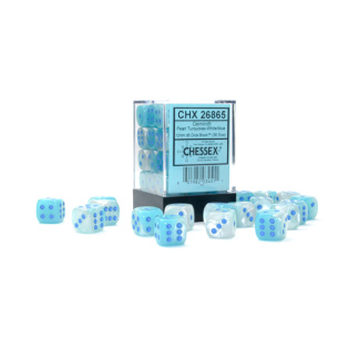 Chessex: Gemini - 12mm d6 Pearl Turquoise-White/blue Luminary Dice Block (36 Dice)