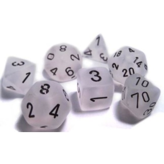 Chessex: Frosted - Polyhedral Clear/black 7-Die Set