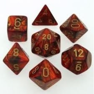 Chessex: Scarab - Polyhedral Scarlet/gold 7-Die Set