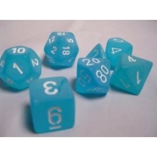 Chessex: Frosted - Polyhedral Caribbean Blue/white 7-Die Set
