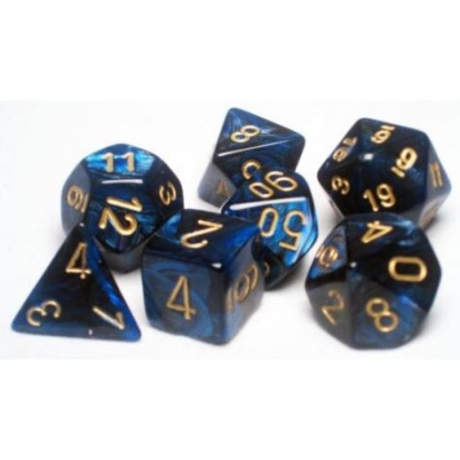 Chessex: Scarab - Polyhedral Royal Blue/gold 7-Die Set