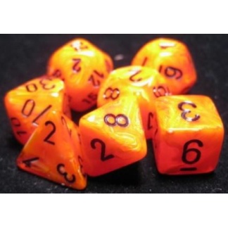 Chessex: Vortex - Polyhedral Orange/black 7-Die Set