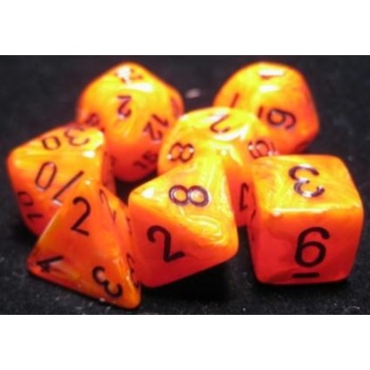 Chessex: Vortex - Polyhedral Orange/black 7-Die Set