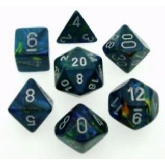 Chessex: Festive - Polyhedral Green/silver 7-Die Set