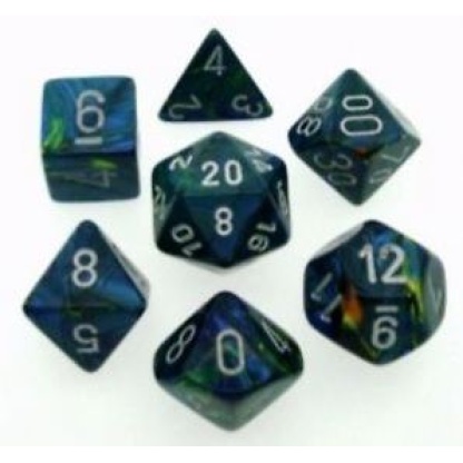Chessex: Festive - Polyhedral Green/silver 7-Die Set