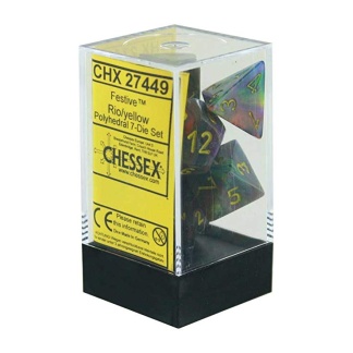 Chessex: Festive - Polyhedral Rio/yellow 7-Die Set
