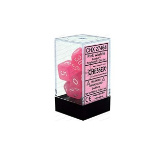 Chessex: Frosted - Polyhedral Pink/white 7-Die Set